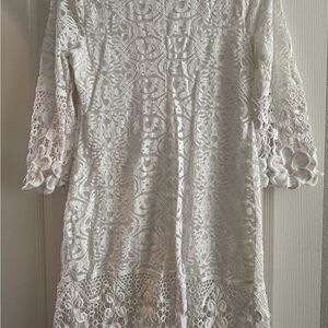 Alfani White Crochet Lace Shift Dress